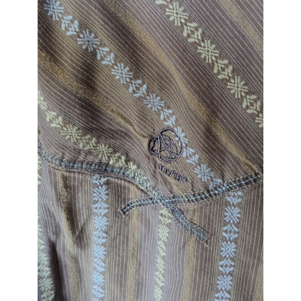 Patagonia New Belgium Organic Cotton Snap Button Shirt Mens S Green Blue Striped - Picture 9 of 10
